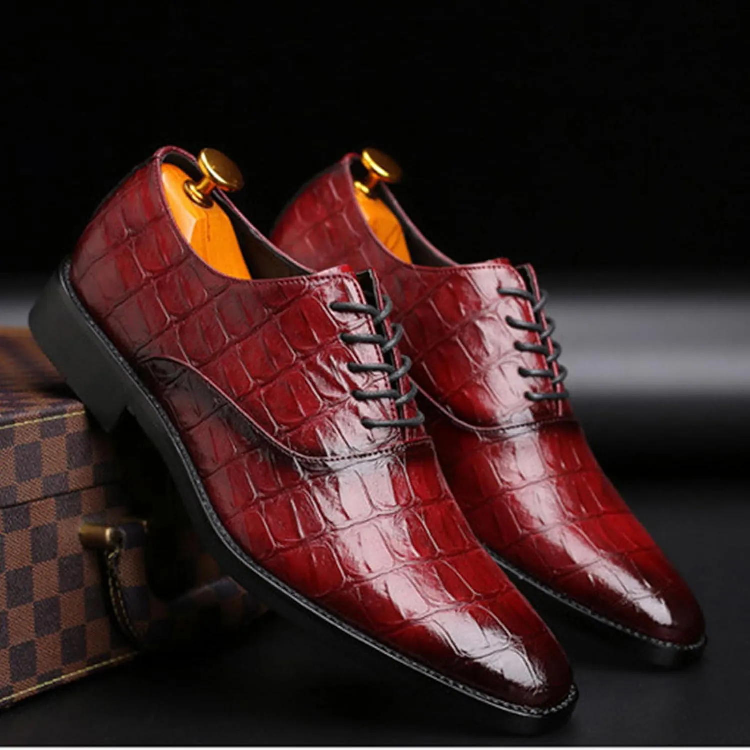 ByErz Men's Leather Dress Shoes Comfort Business Foraml Dress Office Casual Oxford Derby Shoes
