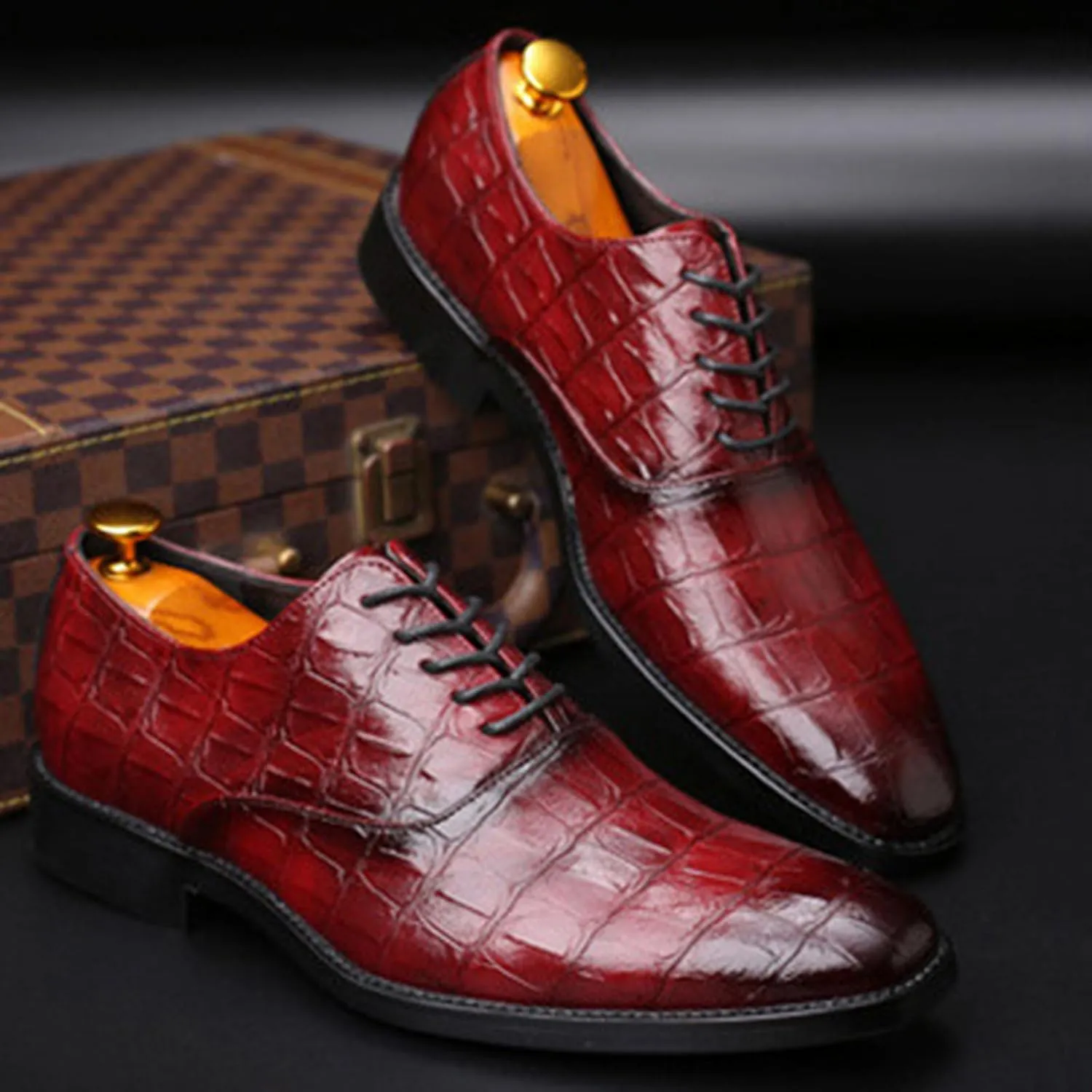 ByErz Men's Leather Dress Shoes Comfort Business Foraml Dress Office Casual Oxford Derby Shoes