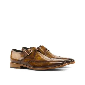 DapperFam Brenno in Cognac Men's Hand-Painted Patina Single Monk