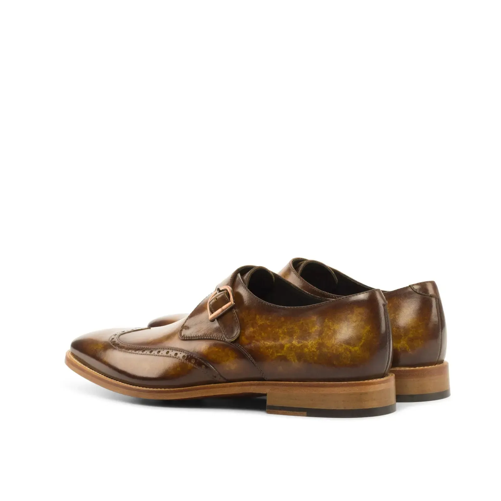 DapperFam Brenno in Cognac Men's Hand-Painted Patina Single Monk