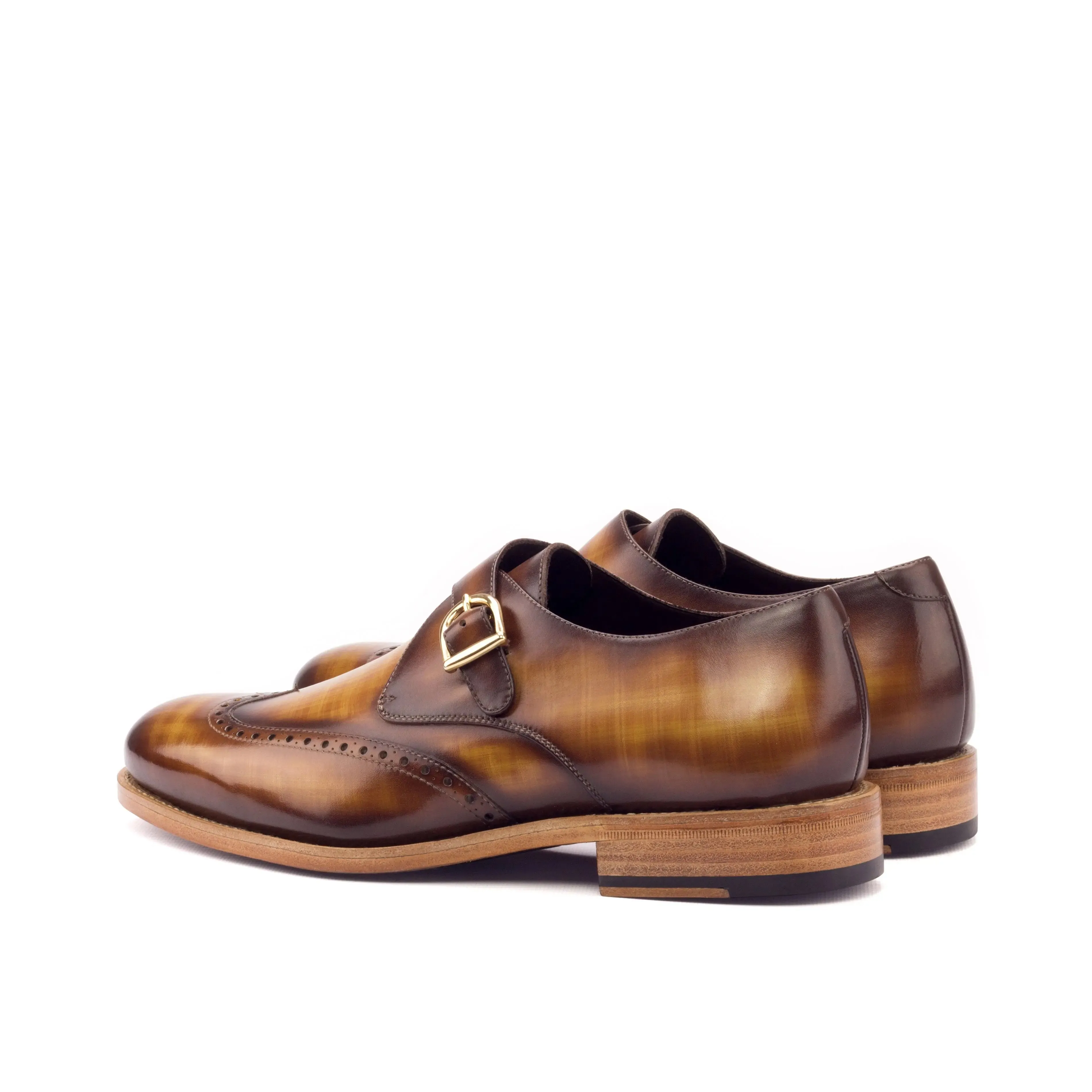 DapperFam Brenno in Cognac Men's Hand-Painted Patina Single Monk