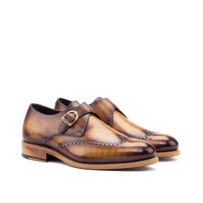 DapperFam Brenno in Cognac Men's Hand-Painted Patina Single Monk