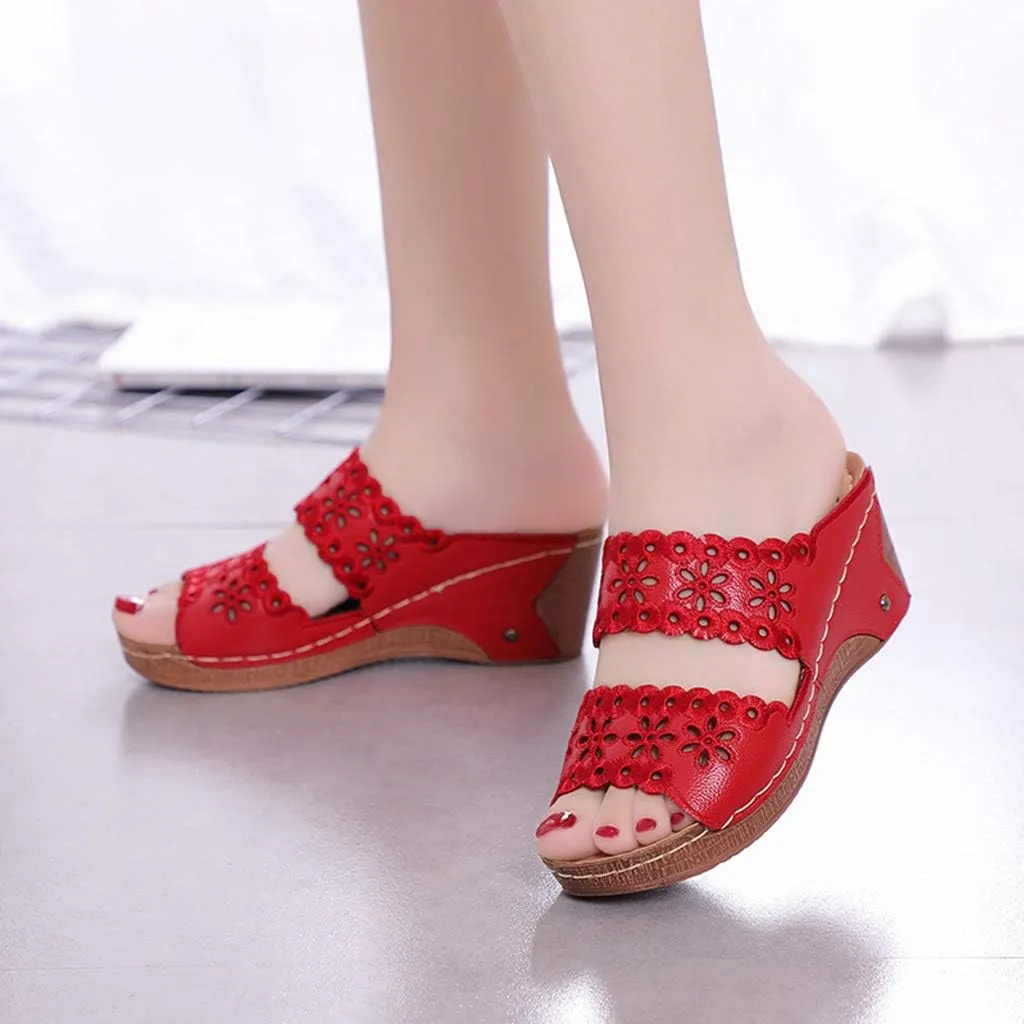 Gibobby Sandals for Women Wide Width,2019 Summer Comfy Platforms Sandal Shoes Beach Holllow Shoe Casual Flip Flops Slippers