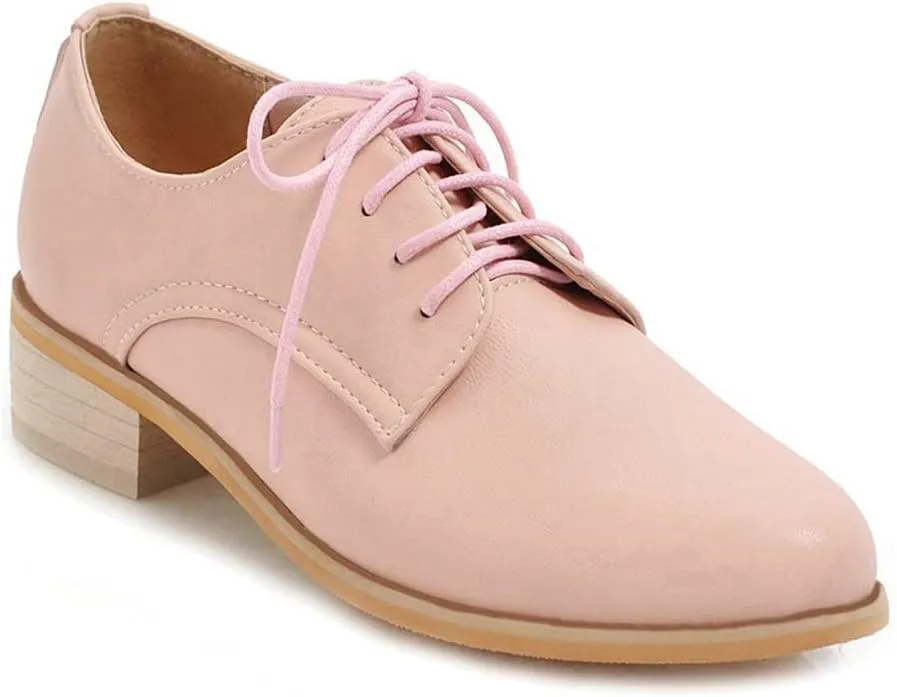 MIOKE Women's Casual Flat Low Heel Oxfords Shoes Slip On Round Toe Western Vintage School Oxfords Brogues