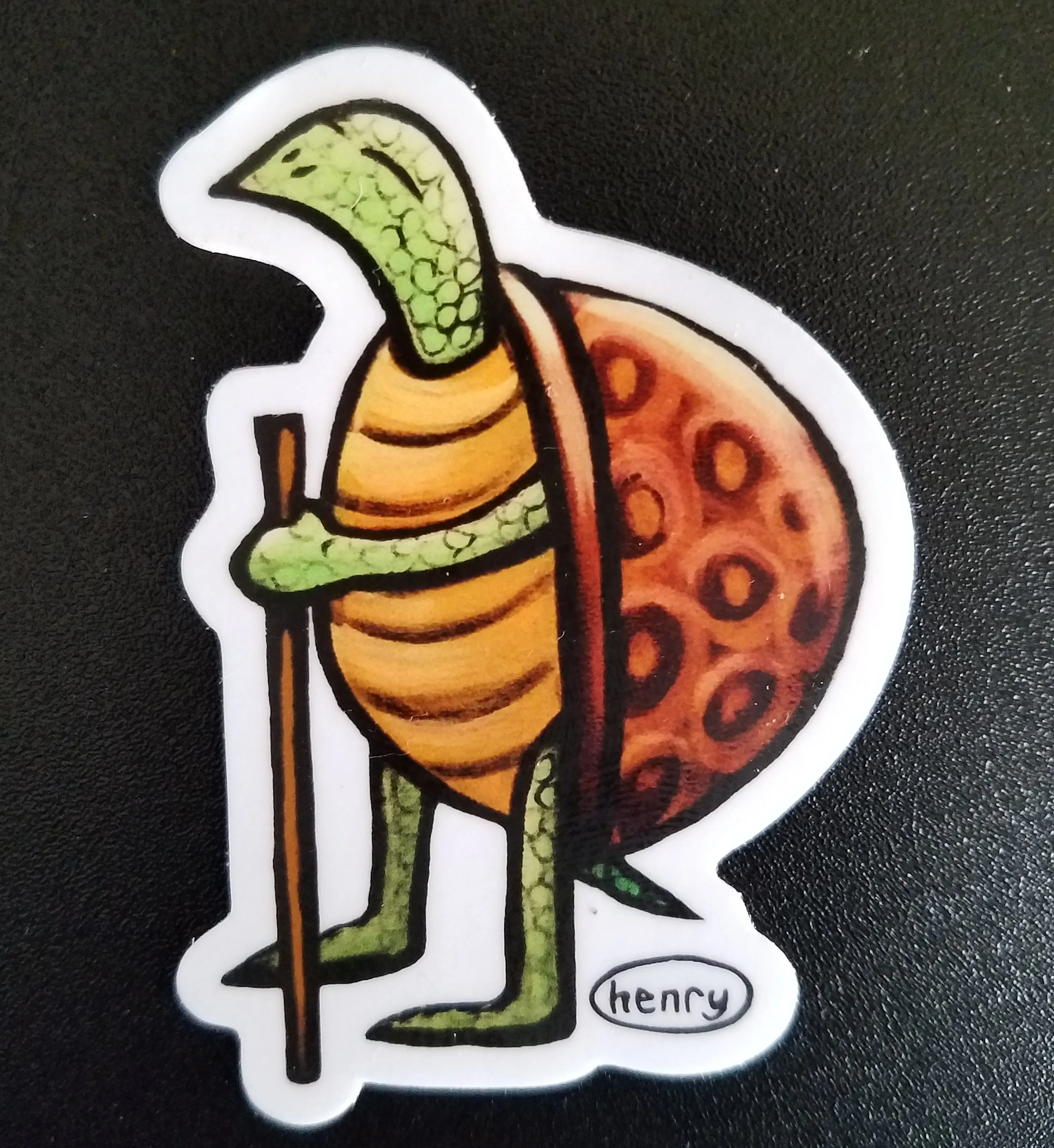 Turtle Hiking Sticker | Original Art by Seattle Mural Artist Ryan "Henry" Ward
